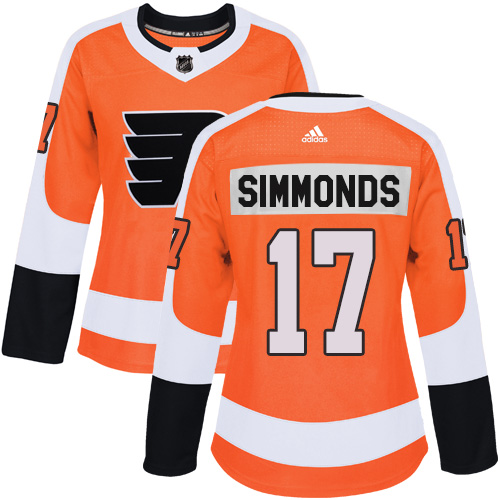 Adidas Philadelphia Flyers #17 Wayne Simmonds Orange Home Authentic Women Stitched NHL Jersey